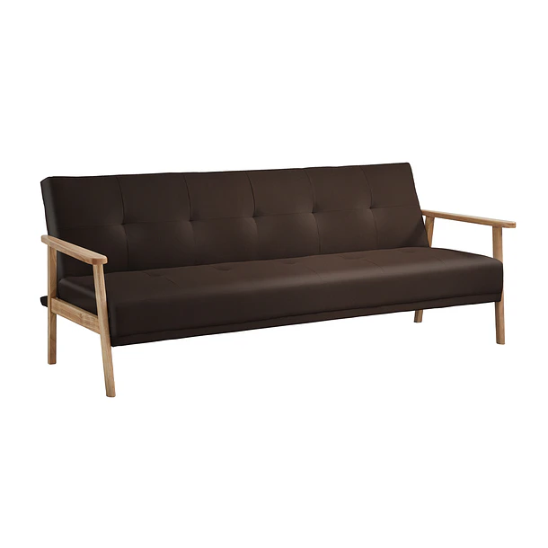Futón Sofá Cama 3 cuerpos Amelia - Ecocuero Café 1
