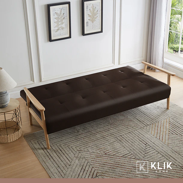 Futón Sofá Cama 3 cuerpos Amelia - Ecocuero Café 10