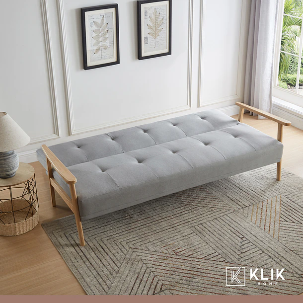 Futón Sofá Cama 3 cuerpos Amelia - Lino Gris 15