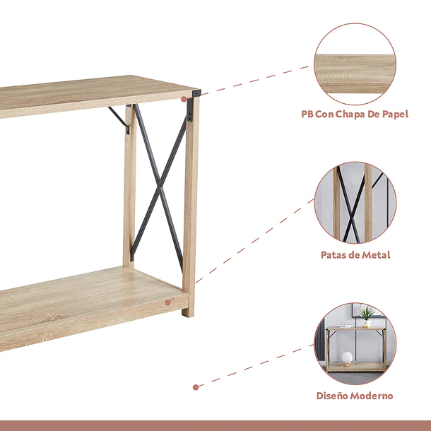Mesa de Arrimo Cross 2 Niveles - Madera 5