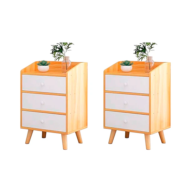 Pack de 2 Veladores Tres Cajones Simply 37x30x60 1