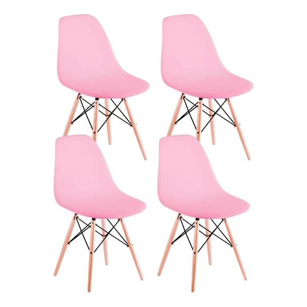 Pack de 4 Sillas Eames - Rosadas 1