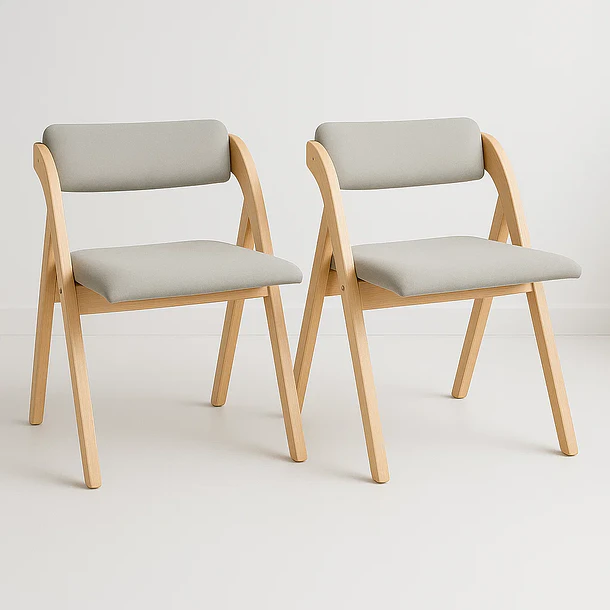 Pack de 2 Sillas Betlahem de madera plegable acolchada - Gris 1