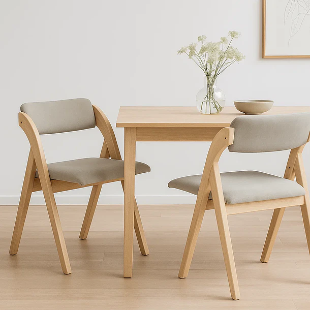 Pack de 2 Sillas Betlahem de madera plegable acolchada - Gris 2