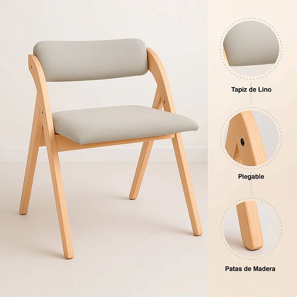 Pack de 2 Sillas Betlahem de madera plegable acolchada - Gris 5