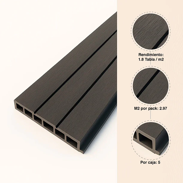 Pack de 5 Revestimientos Siding WPC exterior Color Gris Azulado 5
