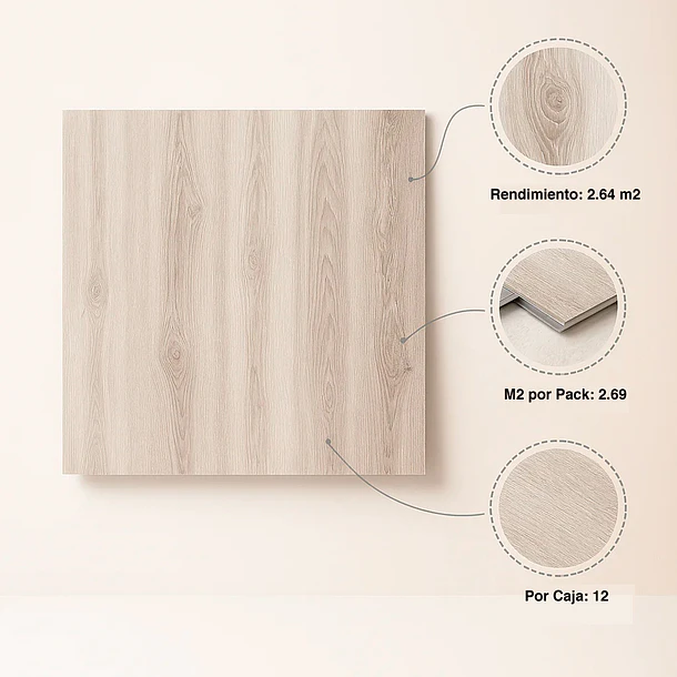 Pack de 12 Pisos Vinilico SPC Color Madera Gris 5