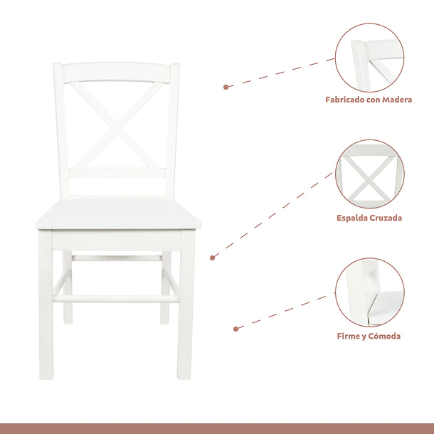 Pack de 2 Sillas de Madera Simply Blanca 3