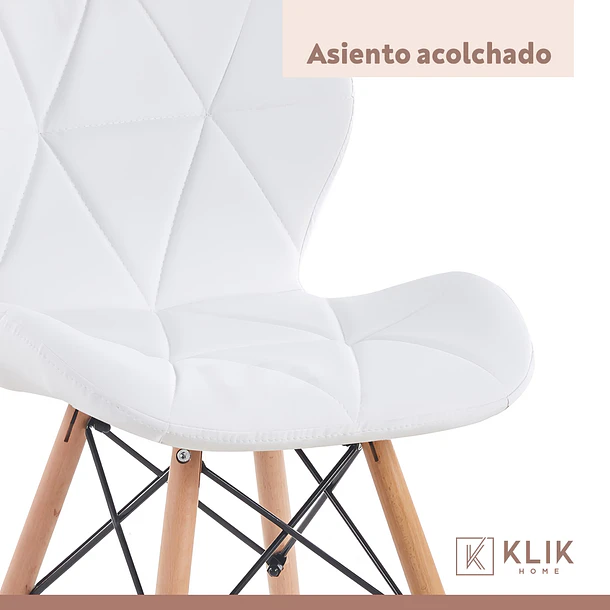 Pack de 4 Sillas Radar Acolchadas Ecocuero Blancas 7