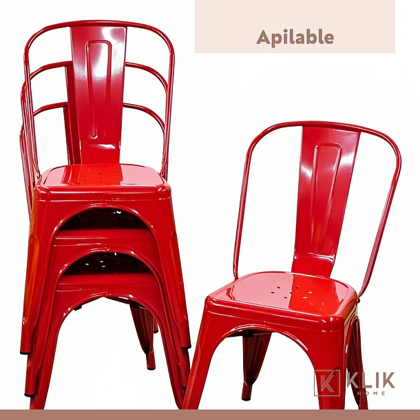 Pack de 4 sillas Tolix Rojas 7