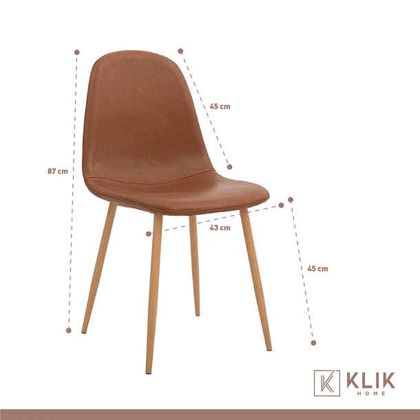 Pack de 4 Sillas Spoon Ecocuero Vintage - Café 4