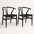 Pack 2 Sillas Wishbone Rattan - Negra con hilo negro 1