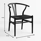 Pack 2 Sillas Wishbone Rattan - Negra con hilo negro 4