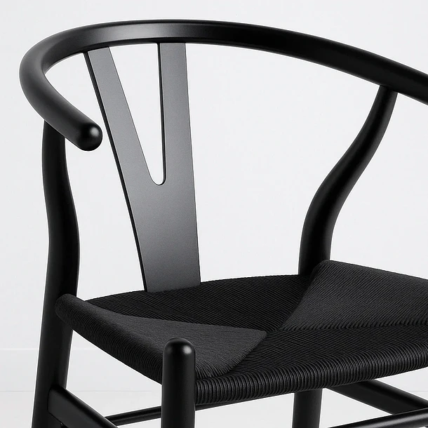 Pack 2 Sillas Wishbone Rattan - Negra con hilo negro 6