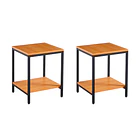 Pack de 2 Veladores Mesa Auxiliar Lateral de 2 Niveles 40x50 - Madera Clara 1
