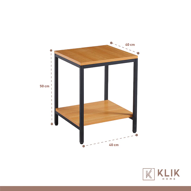 Pack de 2 Veladores Mesa Auxiliar Lateral de 2 Niveles 40x50 - Madera Clara 3