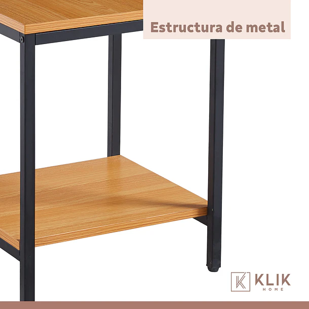Pack de 2 Veladores Mesa Auxiliar Lateral de 2 Niveles 40x50 - Madera Clara 5