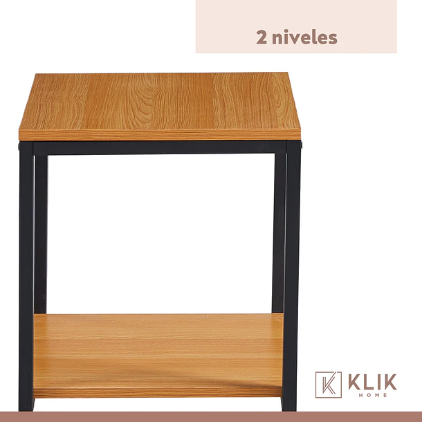 Pack de 2 Veladores Mesa Auxiliar Lateral de 2 Niveles 40x50 - Madera Clara 6