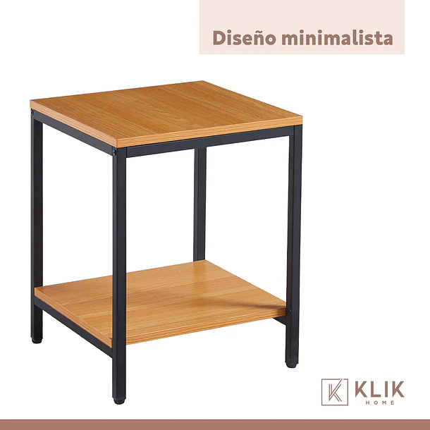 Pack de 2 Veladores Mesa Auxiliar Lateral de 2 Niveles 40x50 - Madera Clara 7
