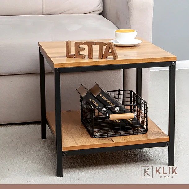 Pack de 2 Veladores Mesa Auxiliar Lateral de 2 Niveles 40x50 - Madera Clara 9