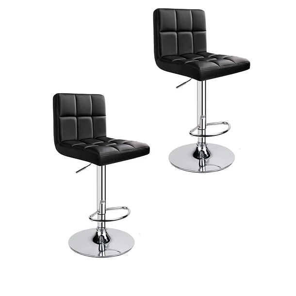 Pack de 2 Taburetes Ajustables Completos con Respaldos - Negro 1