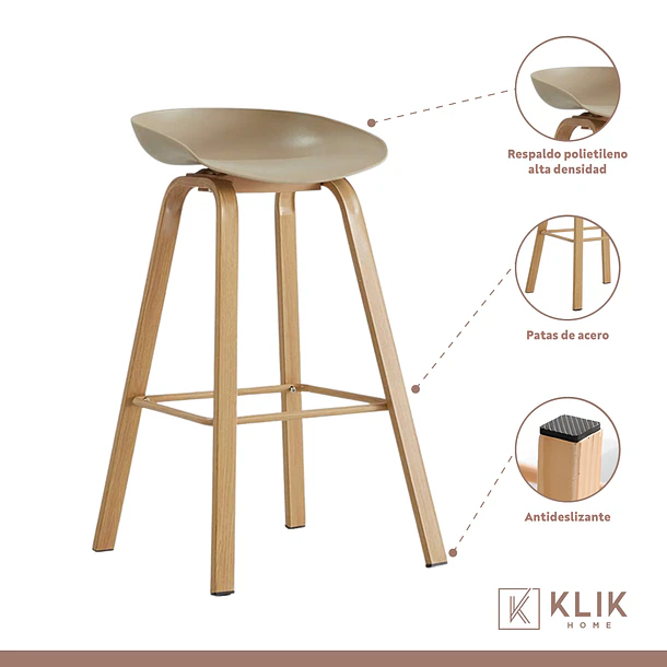 Pack de 4 Taburetes Nordic - Beige 3