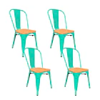 Pack de 4 Sillas Tolix con asiento de madera clara - Menta 1