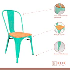 Pack de 4 Sillas Tolix con asiento de madera clara - Menta 3