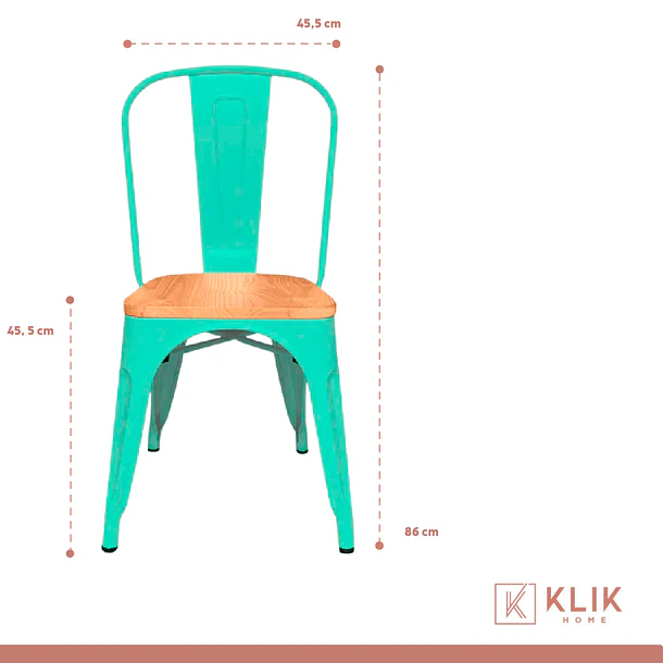 Pack de 4 Sillas Tolix con asiento de madera clara - Menta 4