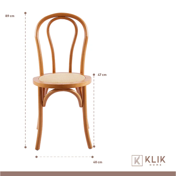 Pack 4 Sillas Amelia Vienna Madera Rattan - Natural 4
