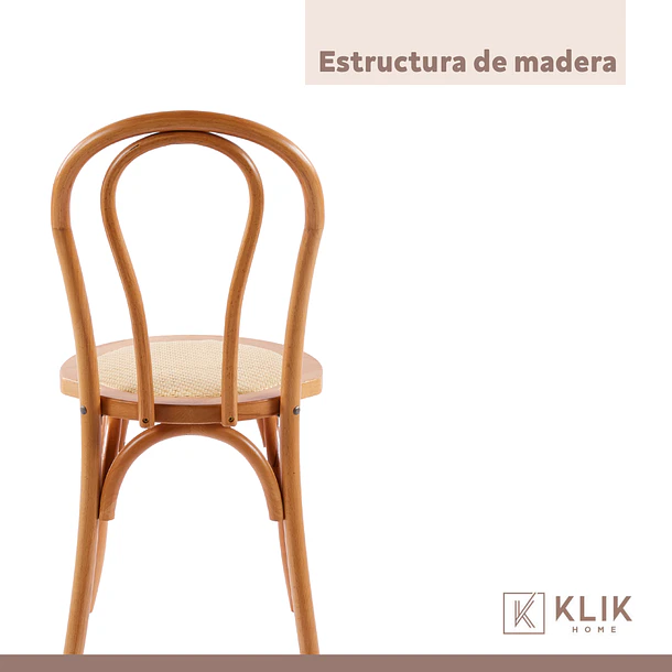 Pack 4 Sillas Amelia Vienna Madera Rattan - Natural 5