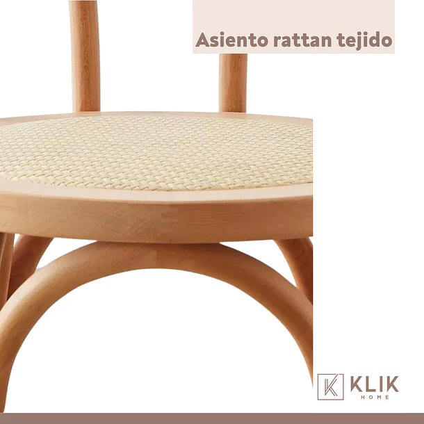 Pack 4 Sillas Amelia Vienna Madera Rattan - Natural 6