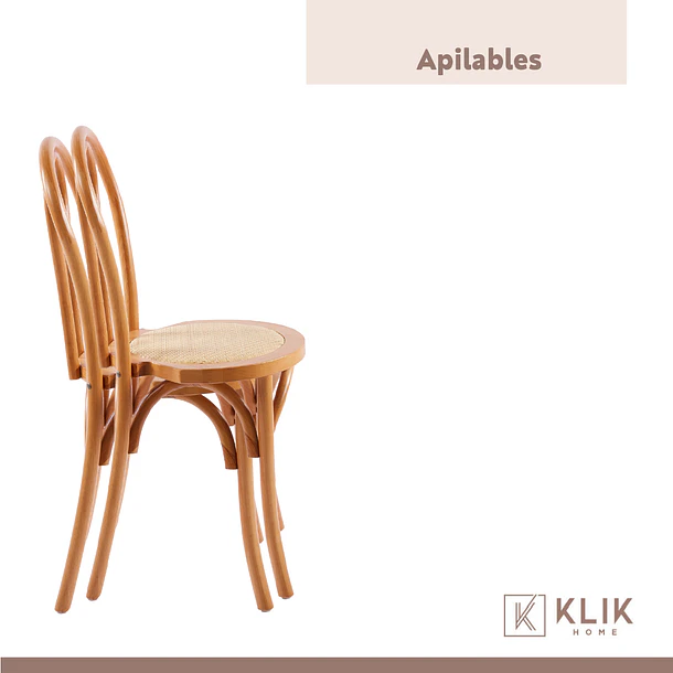 Pack 4 Sillas Amelia Vienna Madera Rattan - Natural 7