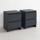 Pack de 2 Veladores Cajón Doble Minimal 30x40x48 Oscuro 2.0 1