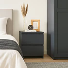Pack de 2 Veladores Cajón Doble Minimal 30x40x48 Oscuro 2.0 2