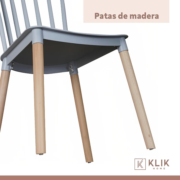 Pack de 4 Sillas Windsor Grises 7