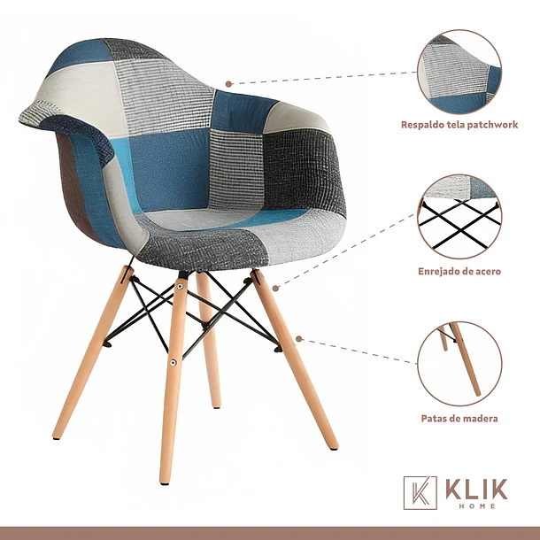 Pack de 2 Butacas Eames Patchwork Celeste 3