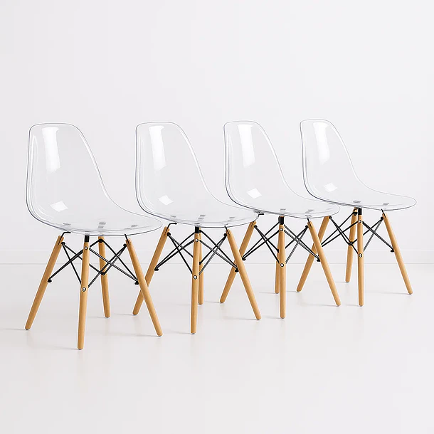 Pack de 4 Sillas Eames Transparentes 1