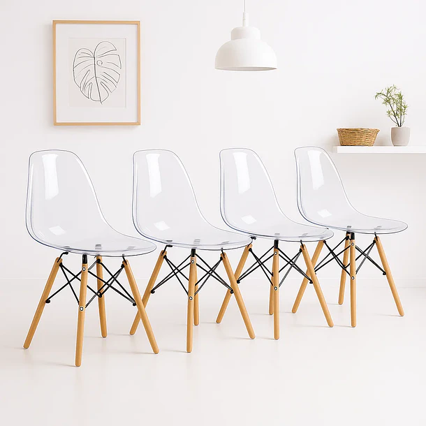 Pack de 4 Sillas Eames Transparentes 2