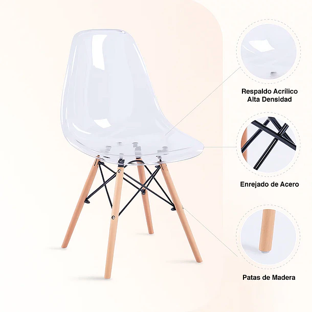 Pack de 4 Sillas Eames Transparentes 5