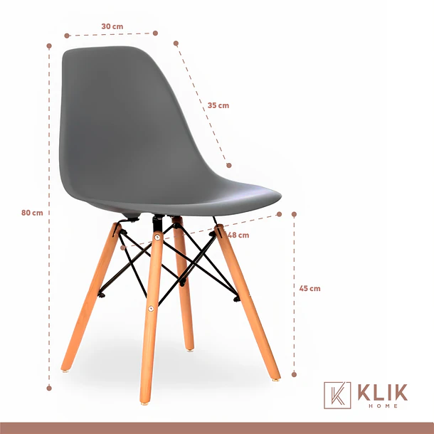 Pack de 4 Sillas Eames Grises 4