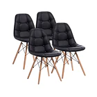Pack de 4 Sillas Buckle Acolchadas Ecocuero Negras 1