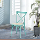 Pack de 4 Sillas Crossback Danubio Madera Rattan Menta 2