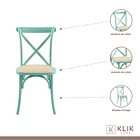 Pack de 4 Sillas Crossback Danubio Madera Rattan Menta 3