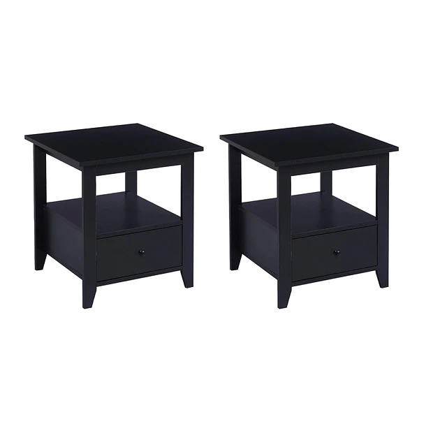 Pack de 2 Veladores Mesa Lateral Auxiliar con Cajón Bohemio 48x51 1