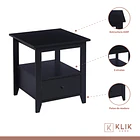 Pack de 2 Veladores Mesa Lateral Auxiliar con Cajón Bohemio 48x51 3
