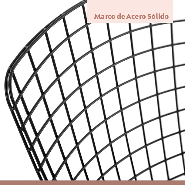 Pack de 4 Sillas Bertoia metal de terraza living comedor acolchada - Negra 5