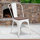 Pack de 4 sillas Tolix con asiento de Madera Oscura Walnut - Blancas 2