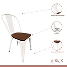 Pack de 4 sillas Tolix con asiento de Madera Oscura Walnut - Blancas 3