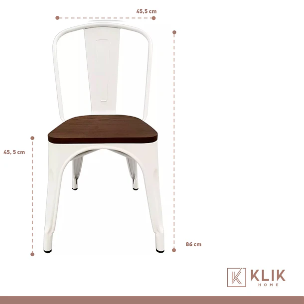 Pack de 4 sillas Tolix con asiento de Madera Oscura Walnut - Blancas 4